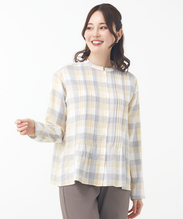 ガーゼ ピンタックデザイン ブラウス