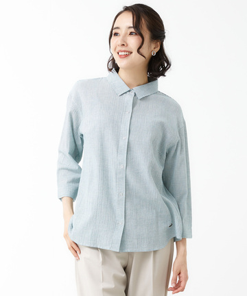 高島チヂミ ドットボタン ブラウス【JAPAN FABRIC】