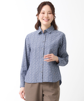 ダンガリー プリント ブラウス