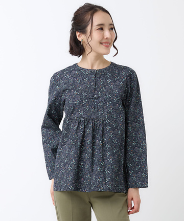 リーフ柄 プルオーバー ブラウス【オンラインショップ・一部店舗限定】