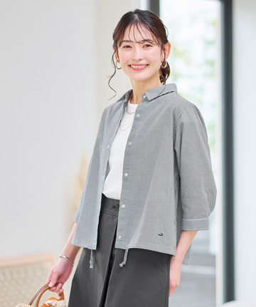 メッシュ 七分袖 ブラウス