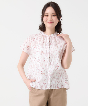 花柄 フレンチスリーブ ブラウス