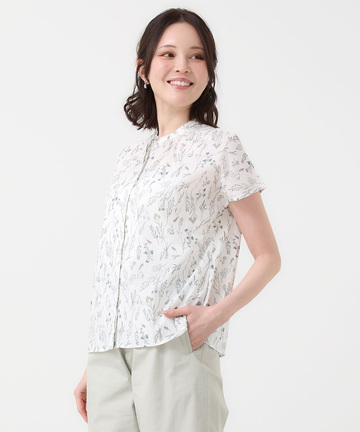 花柄 フレンチスリーブ ブラウス