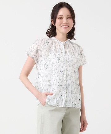 花柄 フレンチスリーブ ブラウス