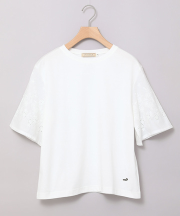 コットン 袖刺繍 Tシャツ