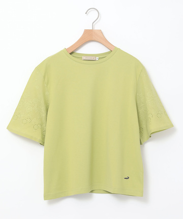 コットン 袖刺繍 Tシャツ