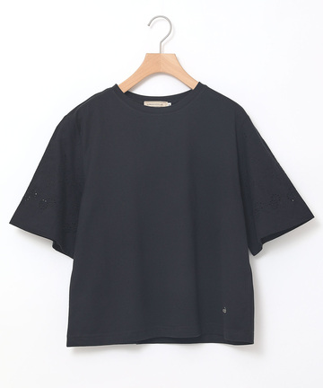 コットン 袖刺繍 Tシャツ