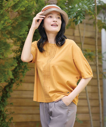 スノーリネン ピンタック プルオーバーTシャツ【接触冷感】