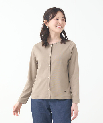 コットンブレンド クルーネック カーディガン【一部店舗限定】