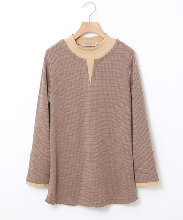 千鳥柄ドッキング デザインカットソー