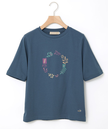 フラワーリース プリント  Tシャツ