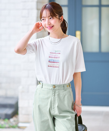 サンダルプリント 半袖 Tシャツ【吸汗速乾】