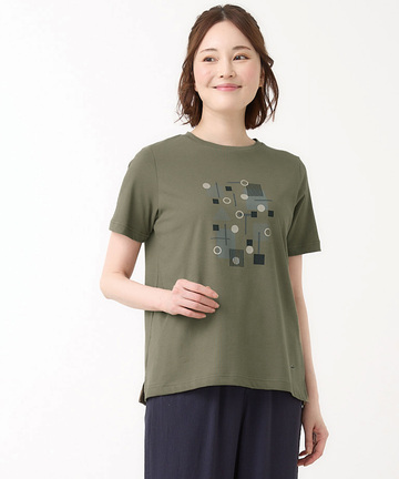 プレーティング天竺 モチーフプリント Tシャツ【UVカット】