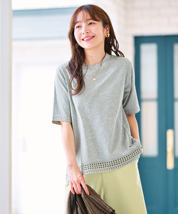 裾レース 半袖 Tシャツ