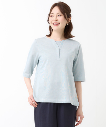 ストライプ ジャカード カットソー【UVカット】【オンラインショップ・一部店舗限定】