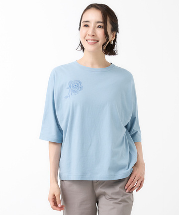 フラワープリント 天竺 Tシャツ