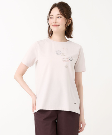 プレーティング天竺 スタンププリント Tシャツ
