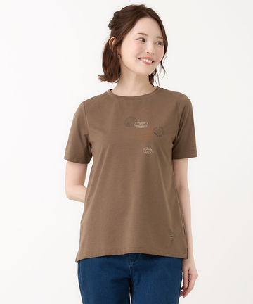 プレーティング天竺 スタンププリント Tシャツ