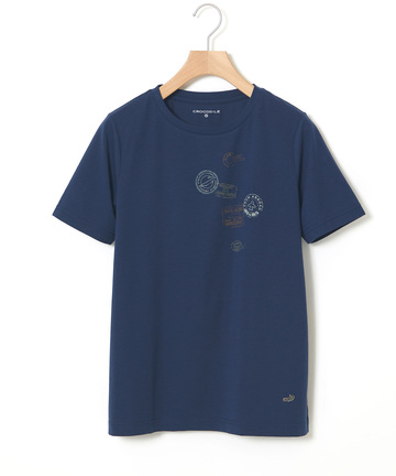 プレーティング天竺 スタンププリント Tシャツ