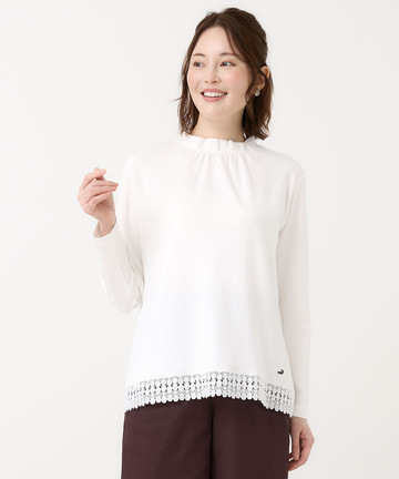 裾レース ハイネック プルオーバー【オンラインショップ・一部店舗限定】【手洗いOK】