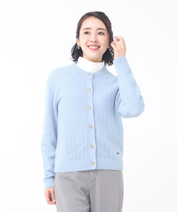 ウールブレンド ケーブル ニットカーディガン【手洗いOK】