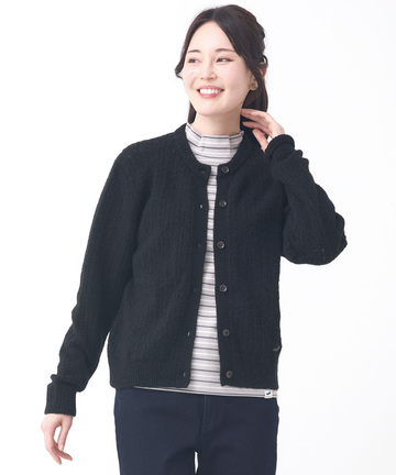 ウールブレンド ケーブル ニットカーディガン【手洗いOK】