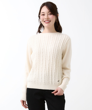 ウールブレンド ケーブル ニット