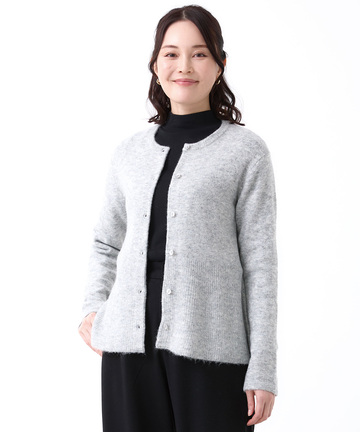 ウールブレンド フレア ニットカーディガン【手洗いOK】