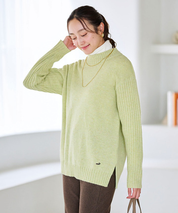 ハイネック ネップ ニットチュニック【手洗いOK】【オンラインショップ限定】