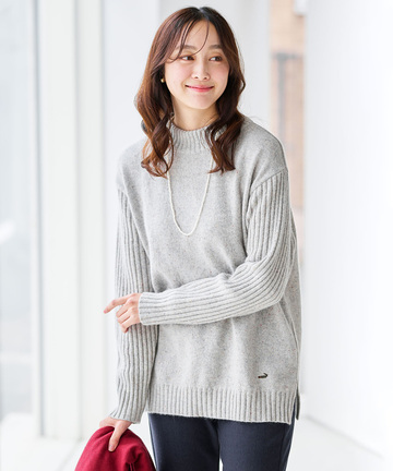 ハイネック ネップ ニットチュニック【手洗いOK】【オンラインショップ限定】