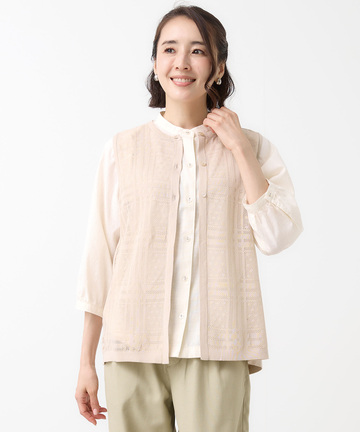 透かし編み ニット ベスト