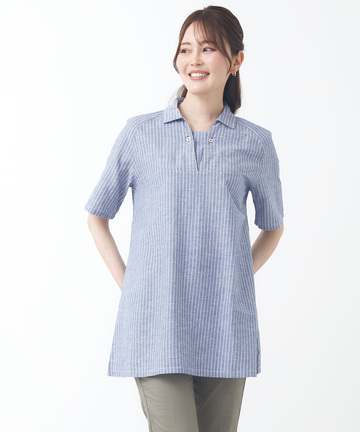 コットンリネン スキッパー チュニック【オンラインショップ限定】