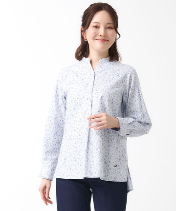 花柄 スタンドカラー チュニック