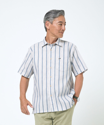 ラッセル ストライプ柄 シャツ【シワになりにくい】【吸汗速乾】