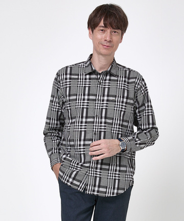 サーモ素材 チェック柄 シャツ