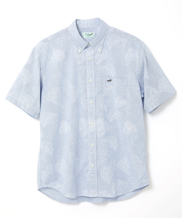 リーフプリント シャンブレー シャツ【吸汗速乾】