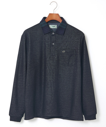 裏起毛 チェック襟 ポロシャツ