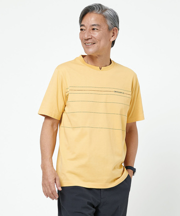 ドットパネルボーダー柄 Tシャツ【吸汗速乾】