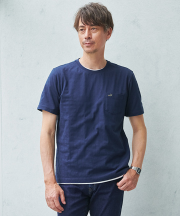 スノーコットン シャドーチェック柄 Tシャツ【接触冷感】