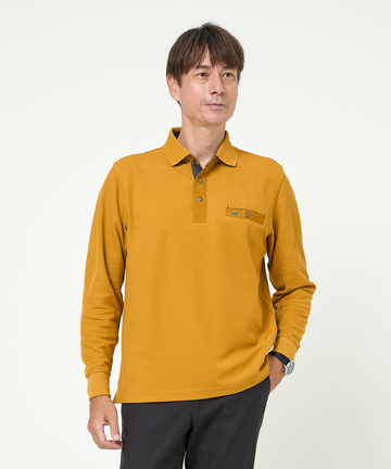 ハニカム襟 スナップボタン ポロシャツ