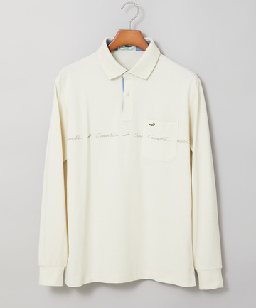 ロゴプリント 長袖ポロシャツ
