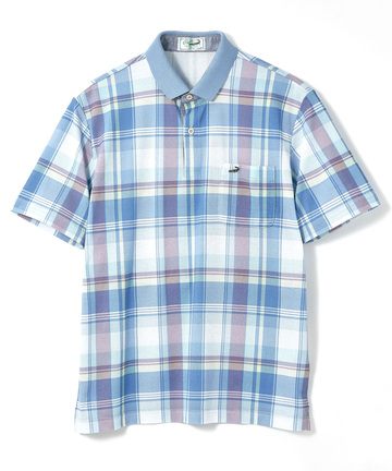 鹿の子 チェックプリント ポロシャツ【吸汗速乾】