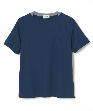 変形ネック ボーダーリブ Tシャツ
