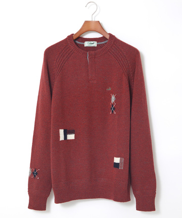 ハーフジップ アーガイル柄デザイン  セーター