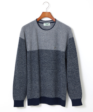 ブロック配色 クルーネック ニット