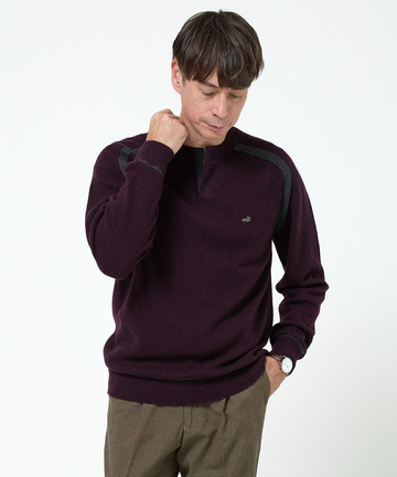 ウールブレンド ヘンリーネック ニット【手洗いOK】