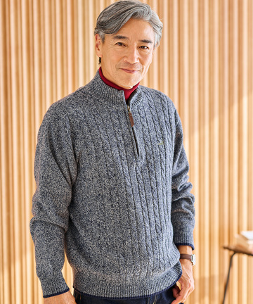 ウールブレンド ハーフジップ ニット