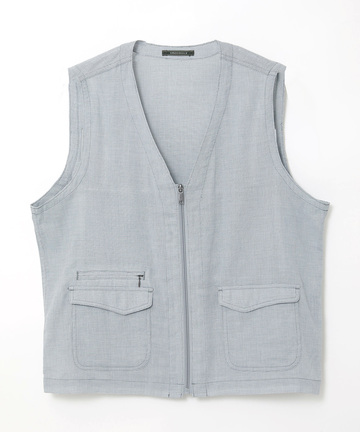 パナマ織り ジップ ベスト