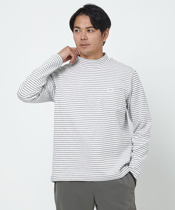 ボーダー柄 ハイネック カットソー