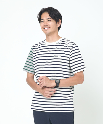 スノーコットン クレイジーボーダー柄 Tシャツ【接触冷感】